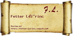 Fetter Lőrinc névjegykártya